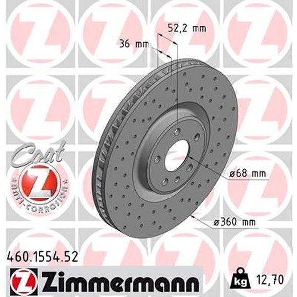 Zimmermann BRAKE DISC FRONT LT - SPORT/COATED 360MM 460.1554.52